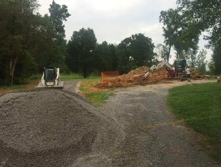 Concrete contractor Knoxville TN: site preparation with a gravel base and skid steer